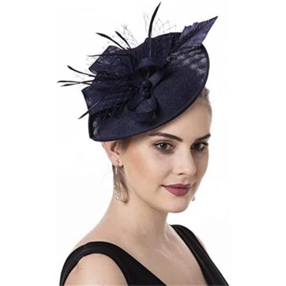 PINK FEATHER FASCINATOR HAT DRESSY MESH SHEER PINK FEATHER CLIP FASCINATOR - Picture 4 of 13